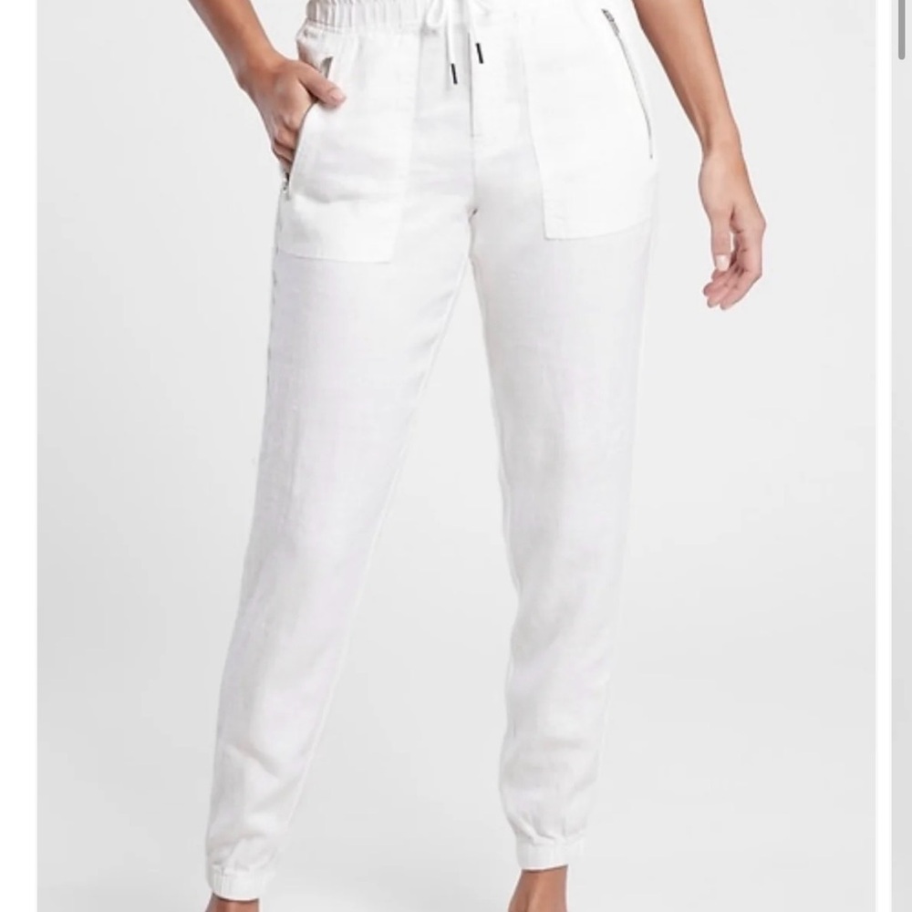 Athleta Cabo Linen Jogger | Size 18 | White | Lightweight Athleisure Pants